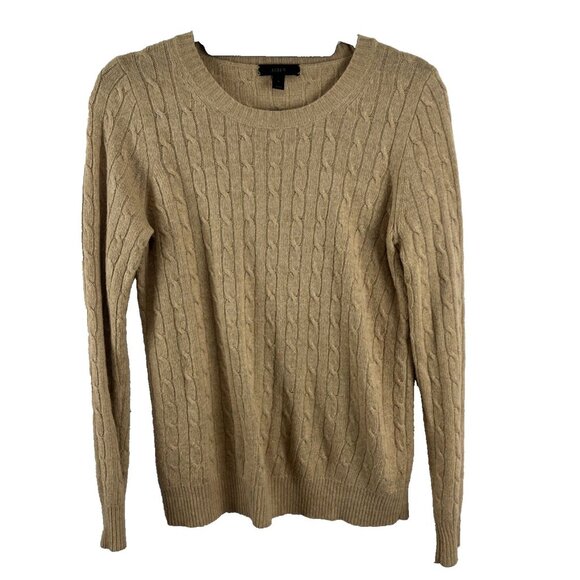 J. Crew Camel-Colour Wool-Blend Cable Knit Sweater Womens Size S - Picture 1 of 8